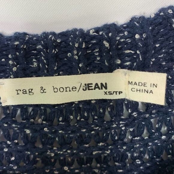 Rag & Bone Navy Blue Marled Oversized Knit Sweater Size XS Loose Fit - Picture 3 of 5